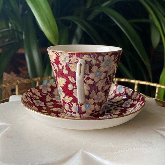 1930’s Brocade Chintz Lord Nelson Ware Demitasse English Teacup and Saucer Set - Picture 4 of 11